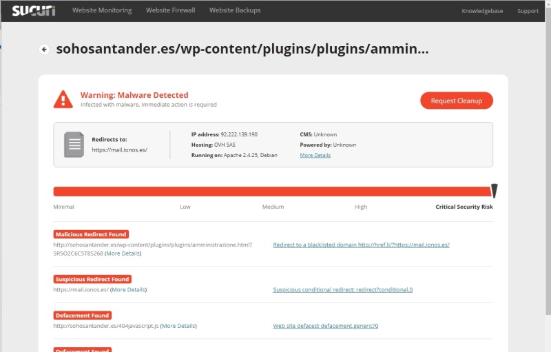 URL con Fishing detectado