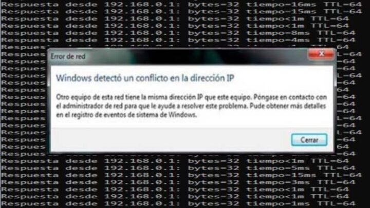 Mensaje Windows conflicto IP