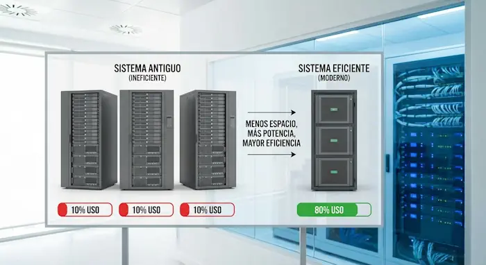 Eficiencia de servidores virtualizados.